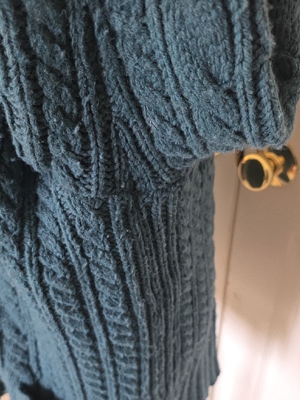 Duluth Trading Co Teal Cable Knit Button-Up Wool/cashmere Cardigan XL - Picture 8 of 9